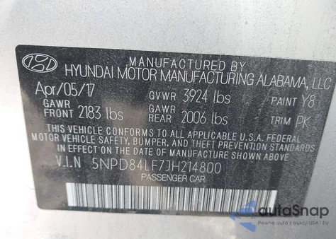 2018 Hyundai Elantra Sel from USA, damaged, VIN 5NPD84LF7JH214800
